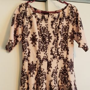 Pink with black pattern A line dress